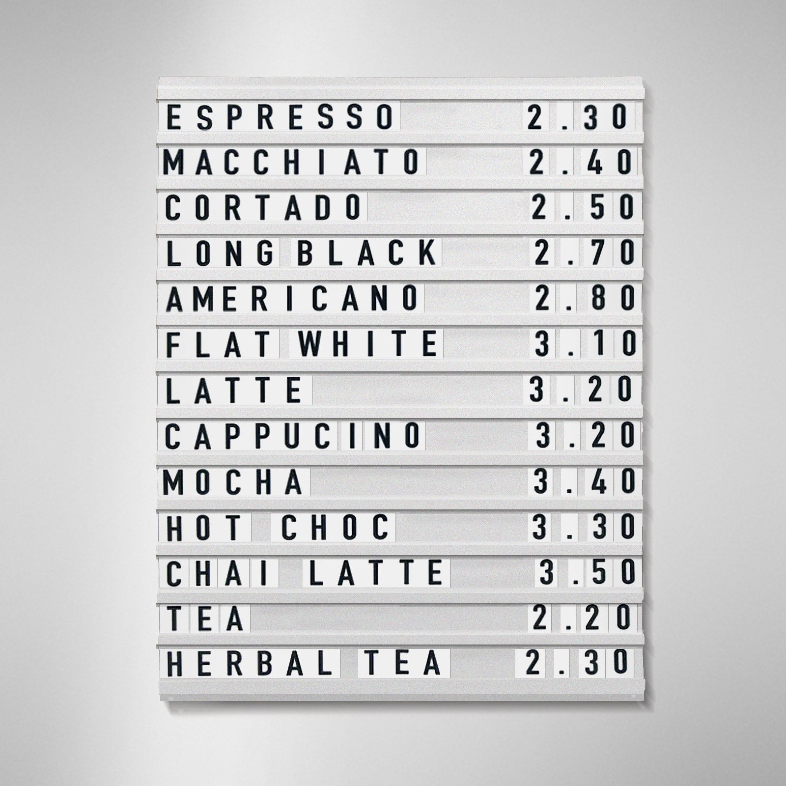 Café Letter Menu Board White – 'The Goods' Signs London