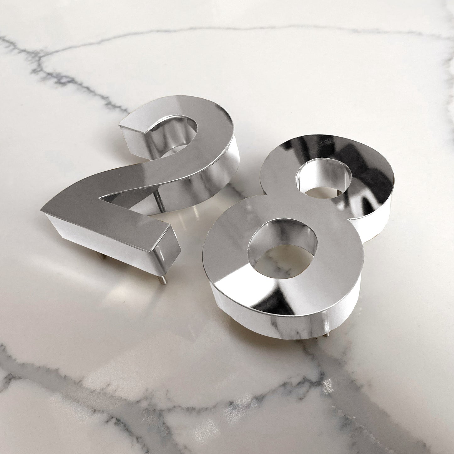 3D Luxury House Numbers Sign (Chrome)