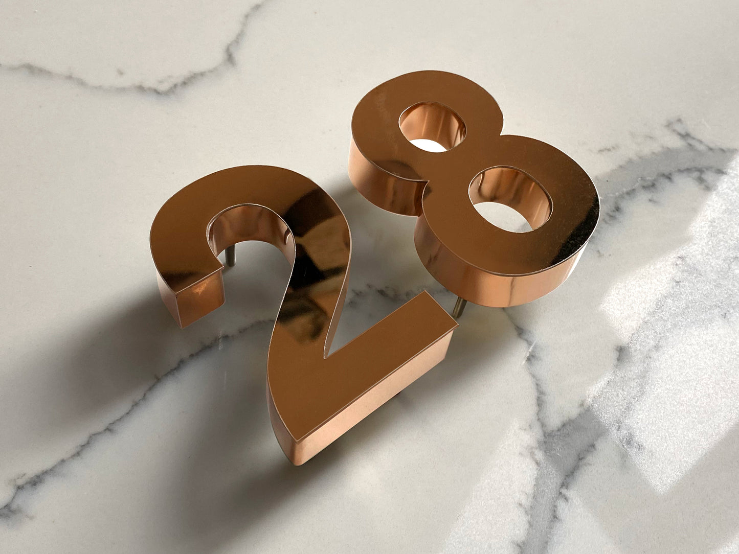 Rose Gold 3D House Numbers