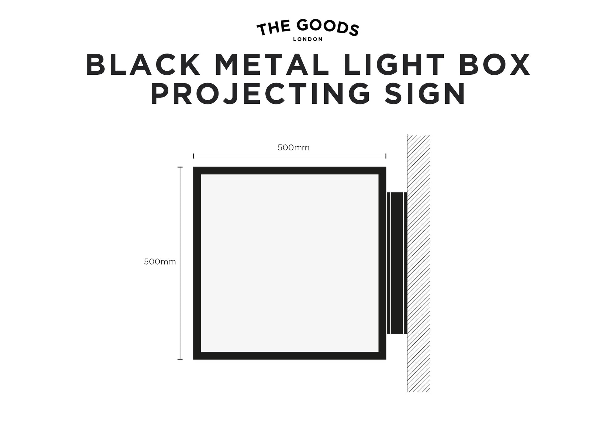Black Metal Projecting Light Box Sign