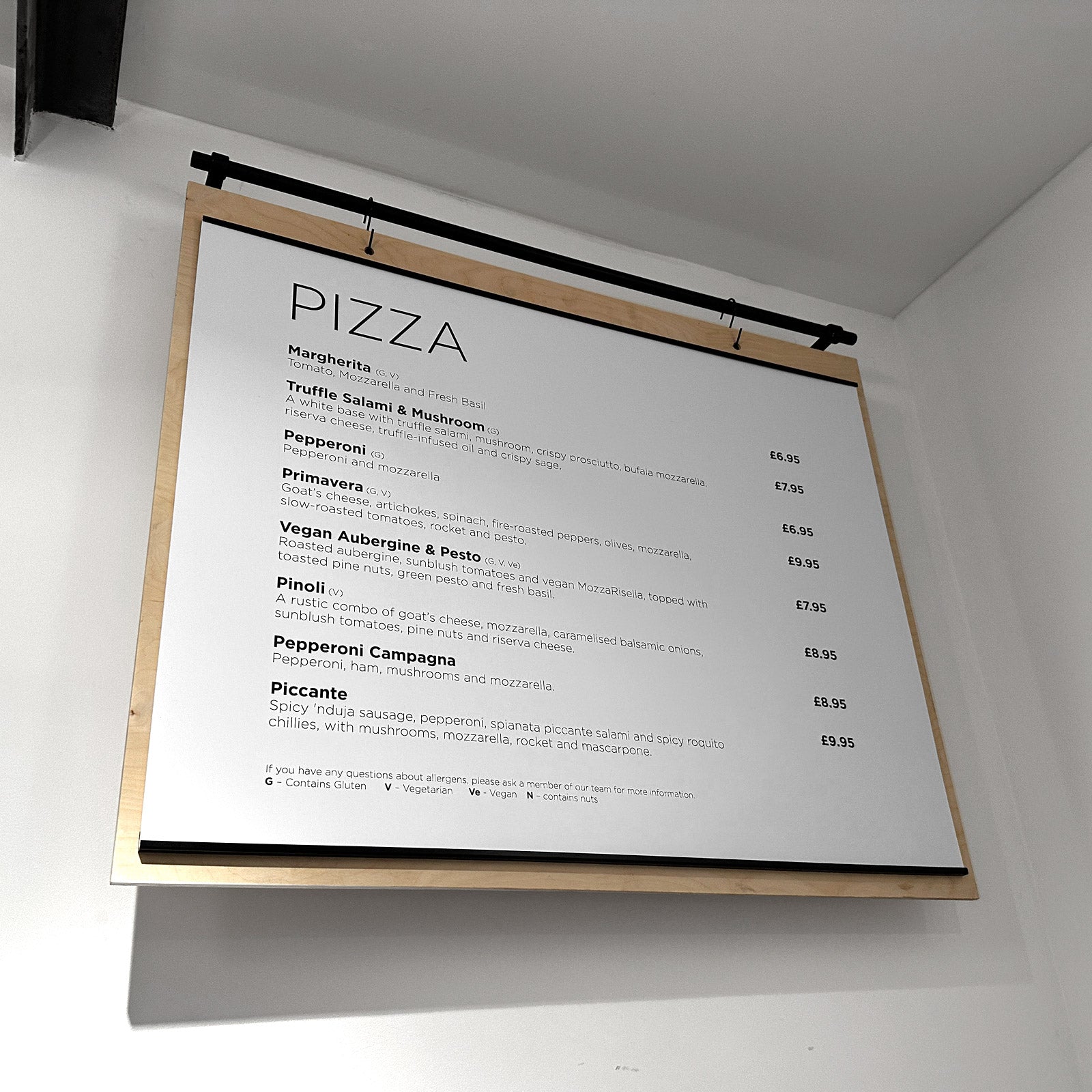 Industrial Hanging Café Menu Display – 'The Goods' Signs London