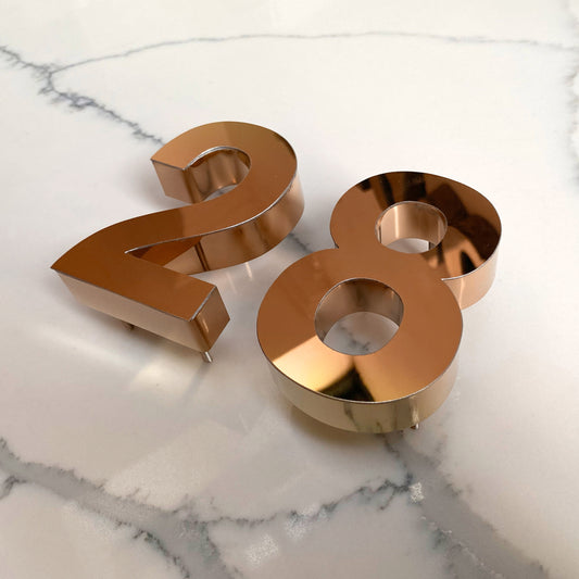 Rose Gold 3D House Numbers